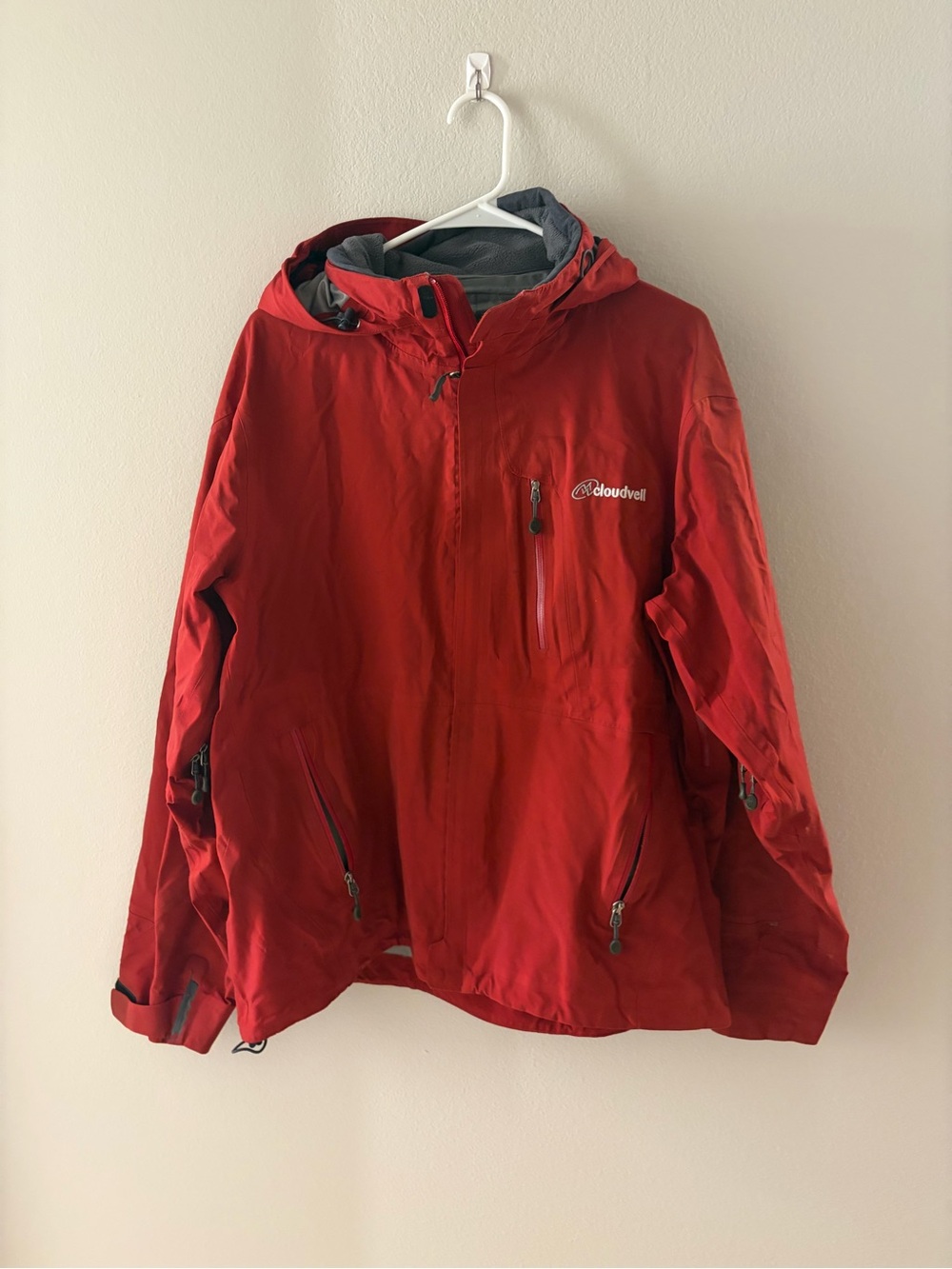 Cloudveil Men's Red Windbreaker Jacket - Hooded Weather Shell